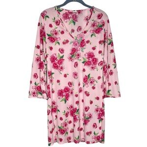 Natori floral dress semi sheer romantic fae kawaii rose size small vintage pink